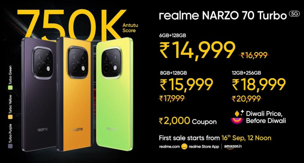 Realme Narzo 70 Turbo 5G First Sale Starts Today