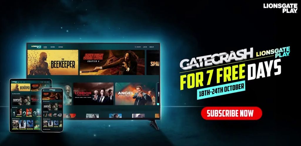 Lionsgate Play offers 7 days free streaming with ‘Gatecrash Lionsgate’ campaign in India