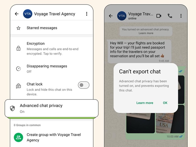 WhatsApp enhances privacy with Advanced Chat Privacy setting