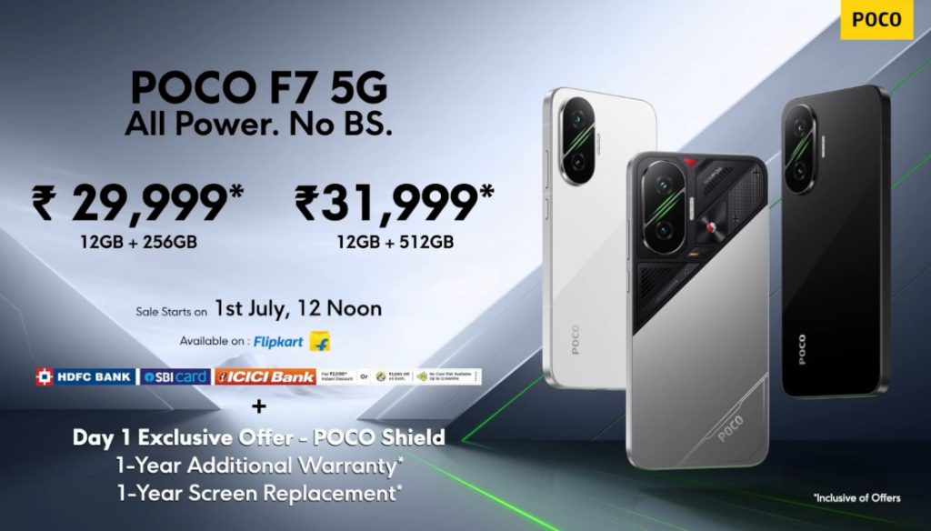 POCO F7 with 6.83″ 1.5K 120Hz OLED display, Snapdragon 8s Gen 4, 7550mAh  battery launched in India starting at Rs. 31,999