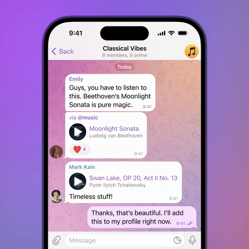 Telegram Kini Bisa Tambahkan Playlist Musik di Halaman Profil 2 Telegram Music on Your Profile