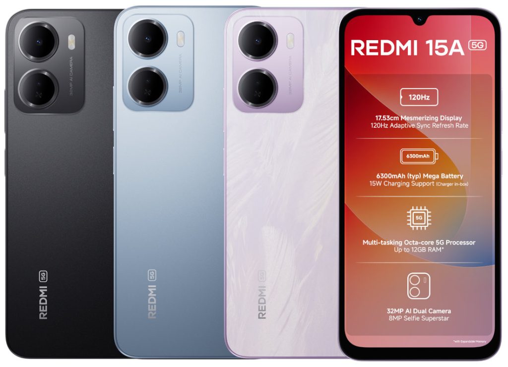 REDMI 15A 5G with 6.9″ 120Hz display, 6300mAh battery launched in India starting at Rs. 12,999