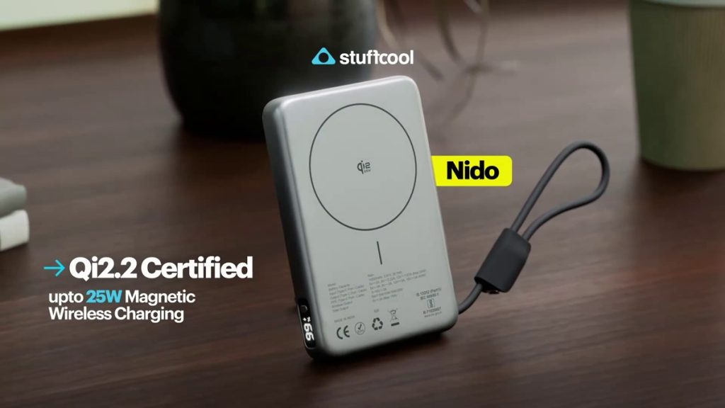 Stuffcool Nido 10000mAh 25W Qi2.2 MagSafe Powerbank with built-in USB-C cable and kickstand launched