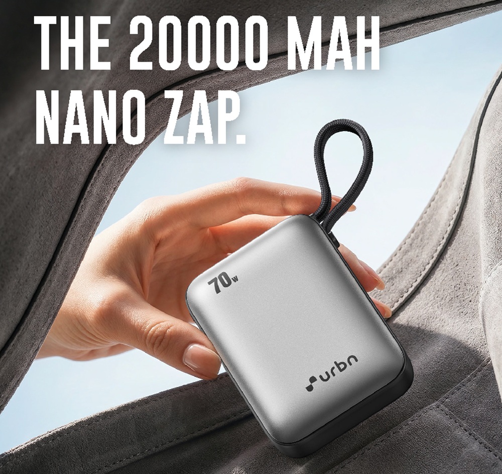URBN NANO ZAP 20000mAh 70W power bank with built-in detachable Type-C cable, PD, PPS and QC 3.0 support launched