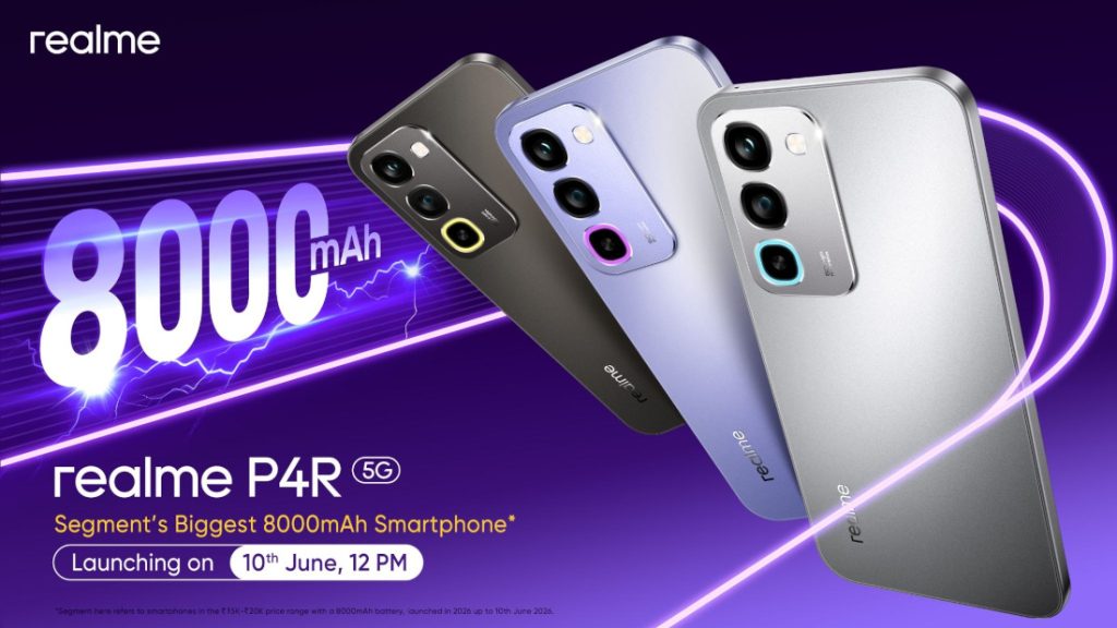 realme P4R 5G with 144Hz display, 8000mAh battery to launch in India on June 10