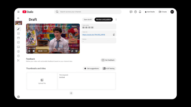 Ask Studio feedback in YouTube Studio