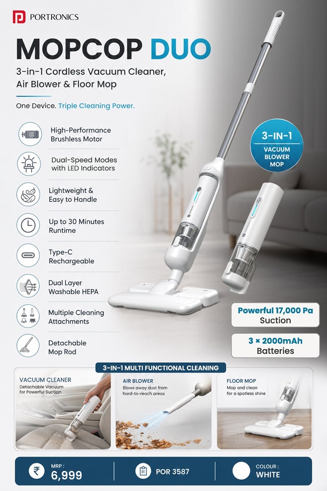 Portronics Mopcop Duo Features