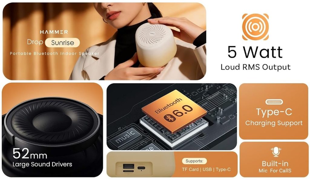 HAMMER Drop Sunrise speaker features