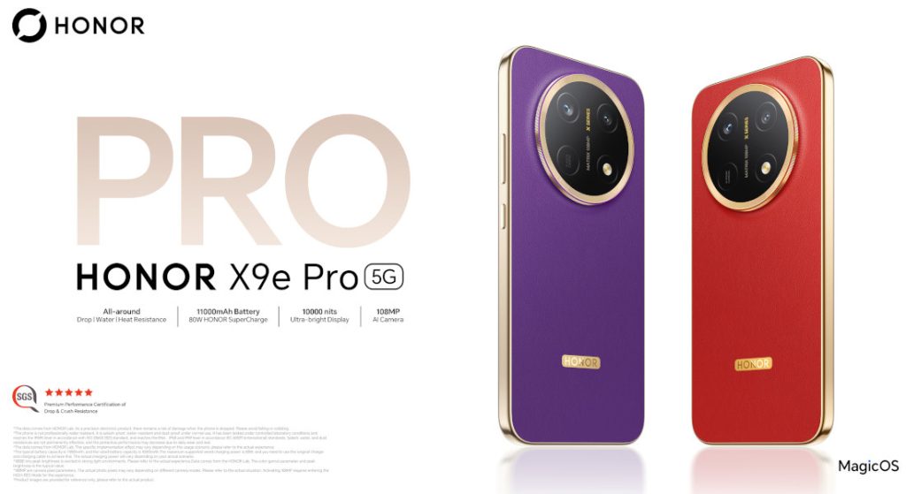 HONOR X9e Pro with 6.8″ 1.5K 120Hz AMOLED display, IP69K ratings, 11000mAh battery announced