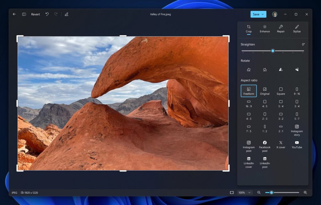 Windows 11 Photos App all-new native Editor