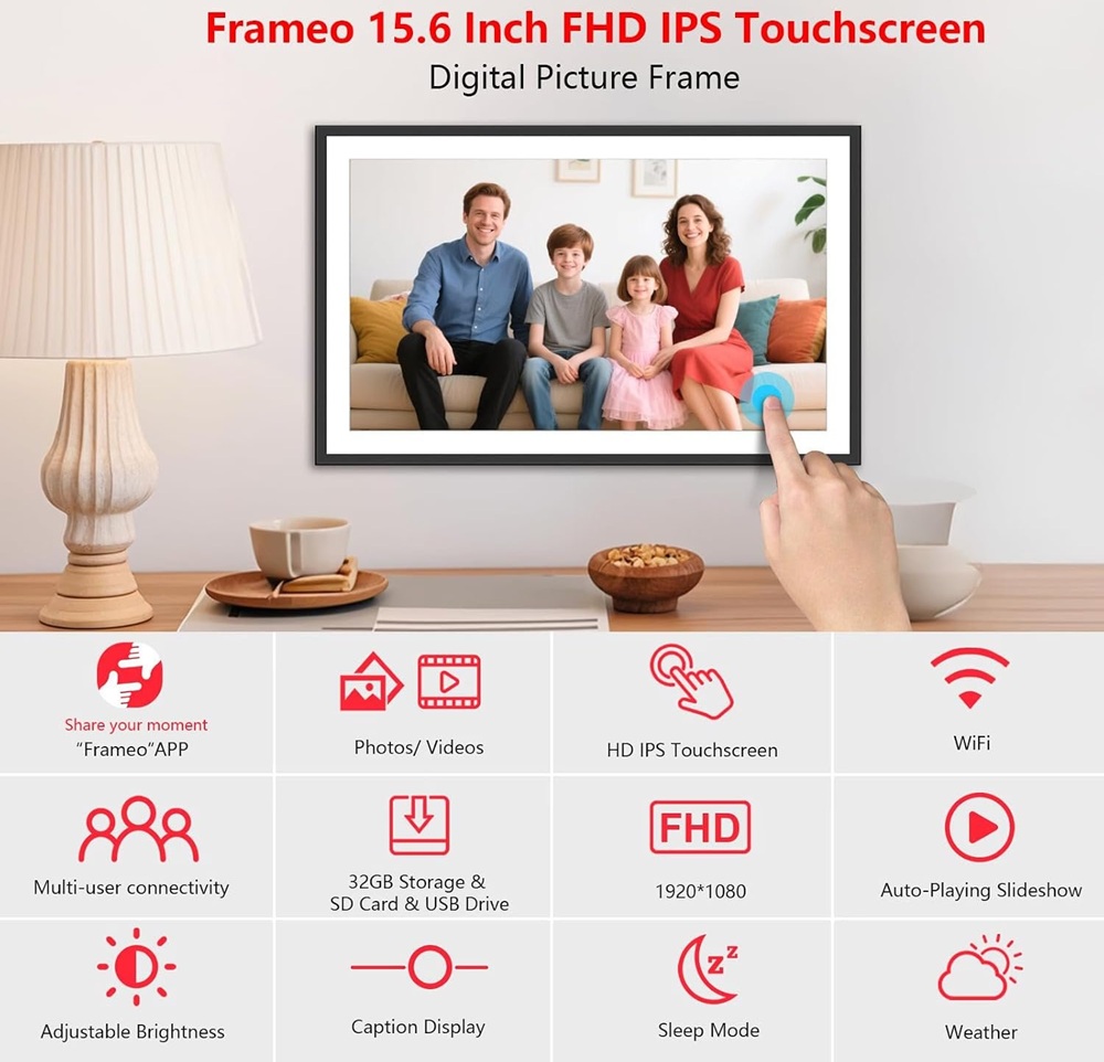 XElectron 15.6-inch Large Digital Photo Frame Features